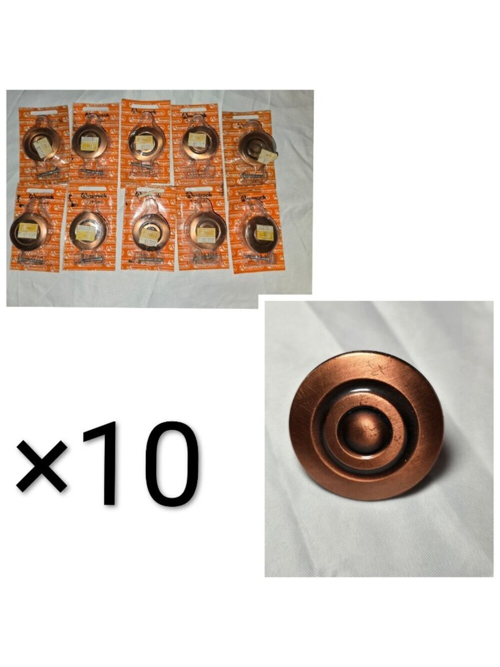 10 VTG Amerock Colonnade Antique Copper 1  1/2" Round Cabinet Knob T-594 MCM